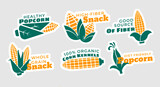 Fototapeta Pokój dzieciecy - Sticker design set for healthy popcorn product