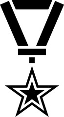 Poster - Icon of star medal in black and white color.