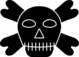 Sticker - Glyph icon of skull in b&w color.