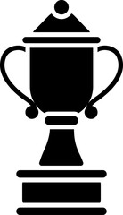 Poster - Glyph icon of trophy cup in b&w color.