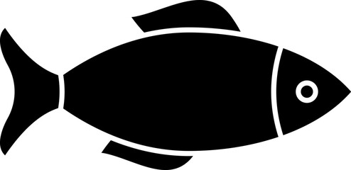 Wall Mural - Fish icon or symbol in b&w color.