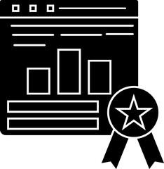 Poster - Glyph icon or symbol of certificate and ranking icon.