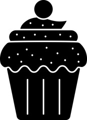 Sticker - Glyph icon or symbol of cupcake.