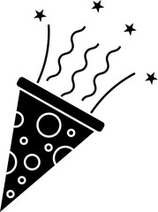 Poster - B&W party popper icon or symbol.