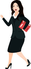 Wall Mural - Stressed business woman running with document file.