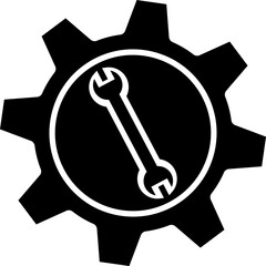 Sticker - Isolated black setting icon for maintenance concept.