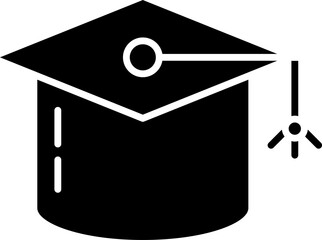 Sticker - Icon of black mortar board on white background.