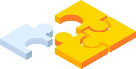 Sticker - Isometric illustration of jigsaw puzzle icon. 