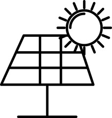 Wall Mural - Solar energy icon made with black line stroke.