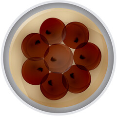 Sticker - Brown gulab jamun in grey bowl.