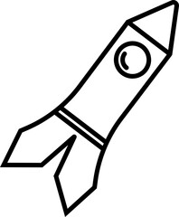 Wall Mural - Black line art illustration of a rocket.