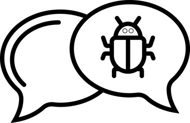 Canvas Print - Bed bug symbol on chatting bubble in black line art.