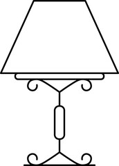 Canvas Print - Line art illustration of table lamp icon in flat style.