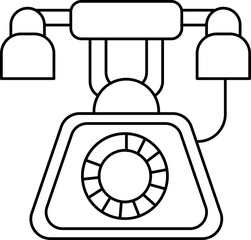 Sticker - Retro telephone icon or symbol in black line art.