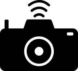 Poster - Black and white camera glyph icon.