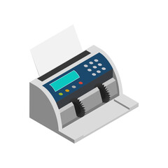 Poster - 3D illustration of money counting machine on white background.