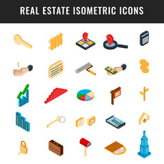 Wall Mural - Set of 3d isometric real estate icons.