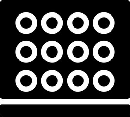 Sticker - Glyph icon of labn wells or microplate in b&w color.