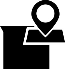 Poster - B&W courier location searching icon.