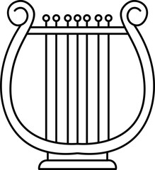 Poster - Isolated black line art music lyre icon.