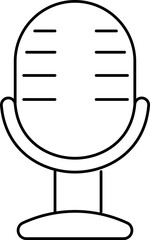 Wall Mural - Black line art microphone on white background.