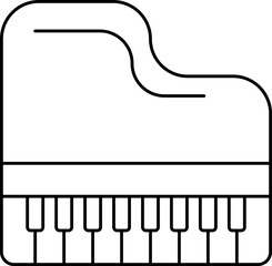 Sticker - Isolated piano icon in black line art.