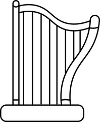 Poster - Black line art harp icon.