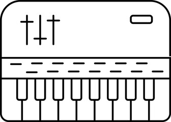 Sticker - Black line art synthesizer.