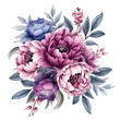 Subdued Magenta Peony Blossom Watercolor Clipart