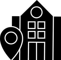 Sticker - B&W home location icon or symbol.