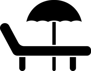 Sticker - Vector sign or symbol of bed with umbrella.