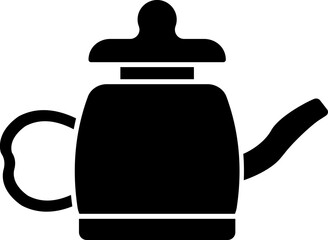 Sticker - B&W teapot icon in flat style.