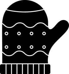 Poster - Mitten or glove glyph icon in flat style.