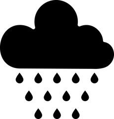 Sticker - Rainy weather glyph icon in b&w color.