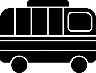 Sticker - B&W bus icon in flat style.