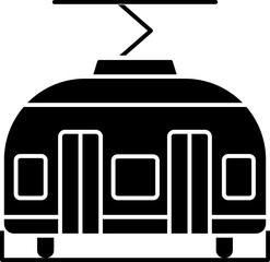 Wall Mural - Illustration of b&w tram icon.