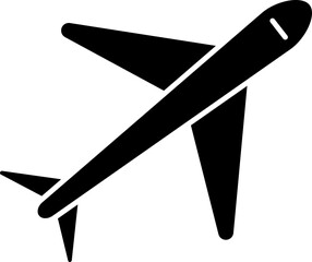 Sticker - Glyph airplane icon in b&w color.