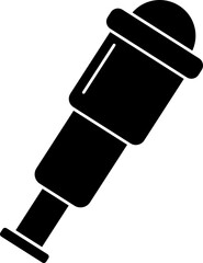 Sticker - Spyglass or telescope icon in b&w color.