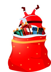 Wall Mural - Vector illustration of gift sack full of gift boxes.