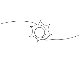 Wall Mural - Line drawing of sun in continuous one single doodle hand drawn.