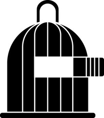 Canvas Print - B&W birdcage icon in flat style.