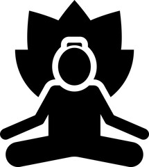 Canvas Print - Man performing meditation, flat style glyph icon.