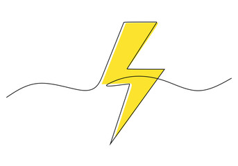 Wall Mural - Bolt electrical icon concept. Continuous line drawing.
