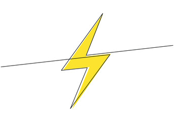 Wall Mural - Bolt electrical icon concept. Continuous line drawing.