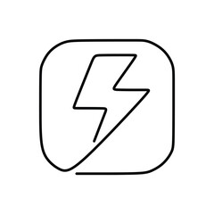 Wall Mural - Lightning electric power vector icon in continuous one line art drawing
