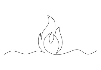 Wall Mural - Flame in continuous one line drawing. Fire icon concept.