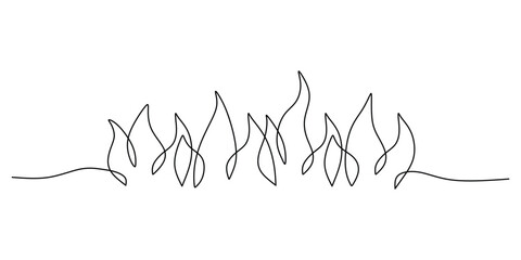 Wall Mural - Flame in continuous one line drawing. Background abstract fire.