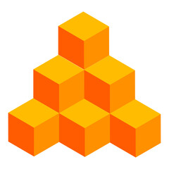 Poster - Isometric illustration of block cube pyramid infographic chart in orange color.