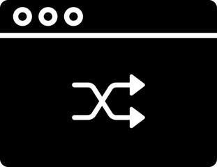 Sticker - Web arrow shuffle or switch button icon in b&w color.