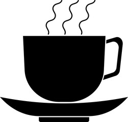 Sticker - B&W hot coffee cup icon.